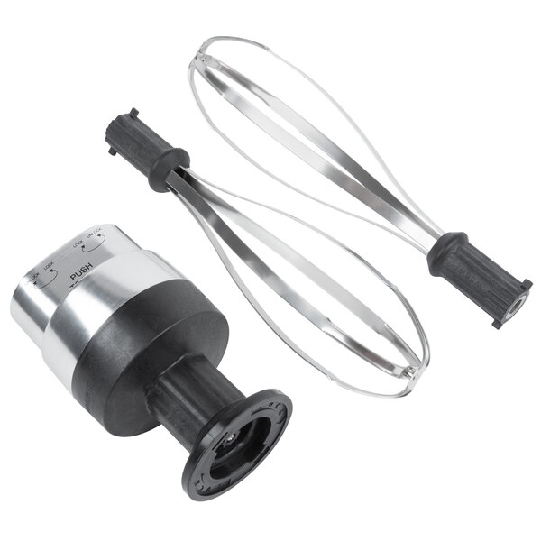 A Waring whisk attachment with two metal blades and a plastic handle.