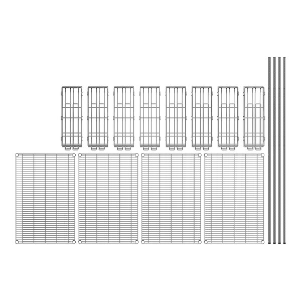 A close-up of a Regency chrome wire shelf kit.