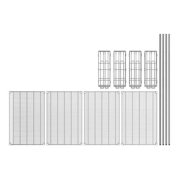 Regency chrome wire shelf kit with metal bars and wire mesh.