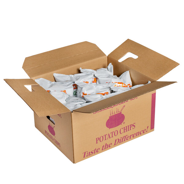 A cardboard box full of Martin's Jalapeno Kettle-Cook'd Potato Chips.