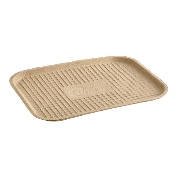 A rectangular molded fiber tray with a textured surface.