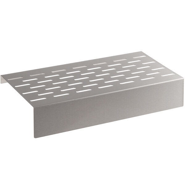 An Avantco stainless steel rectangular metal shelf with holes.