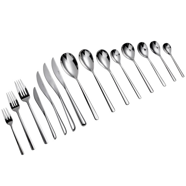 A row of Sant'Andrea Quantum stainless steel spoons.