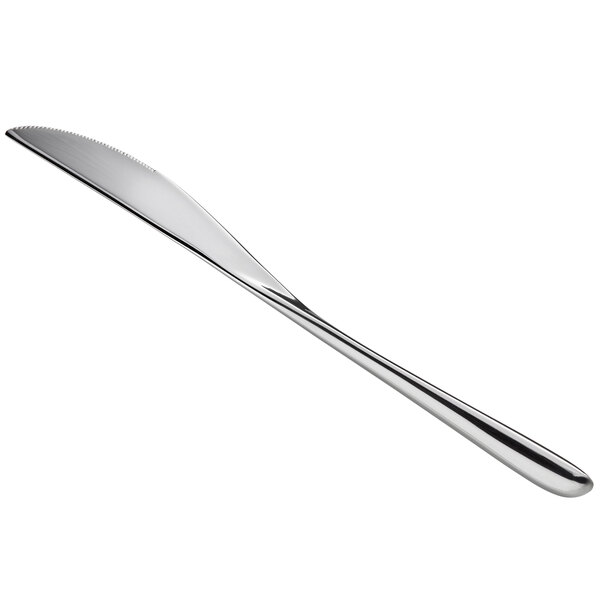 a silver knife on a white background