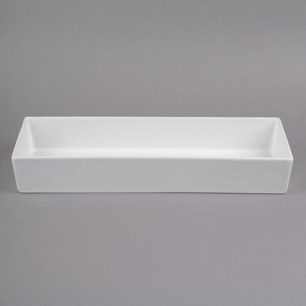 A white rectangular G.E.T. Enterprises Bugambilia salad bowl.