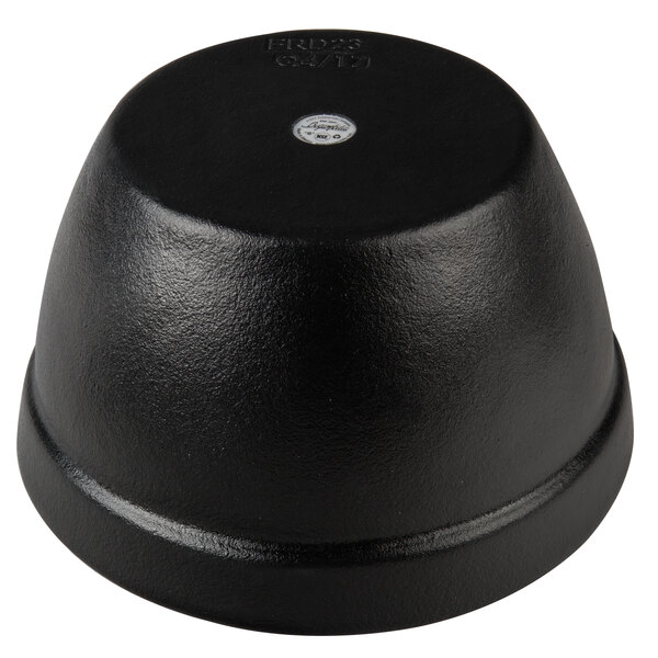 A black bowl with a white background.