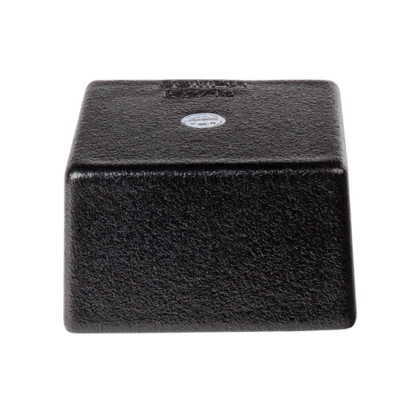 A black square G.E.T. Enterprises Bugambilia salad bowl with a white label.