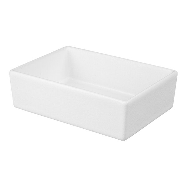 G.E.T. Enterprises COMP02WW Bugambilia 2.4 Qt. Classic Textured Finish White Resin-Coated Aluminum Straight-Sided Rectangular Salad Bowl