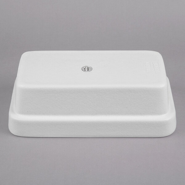 A white resin-coated rectangular G.E.T. Enterprises Bugambilia china bowl.