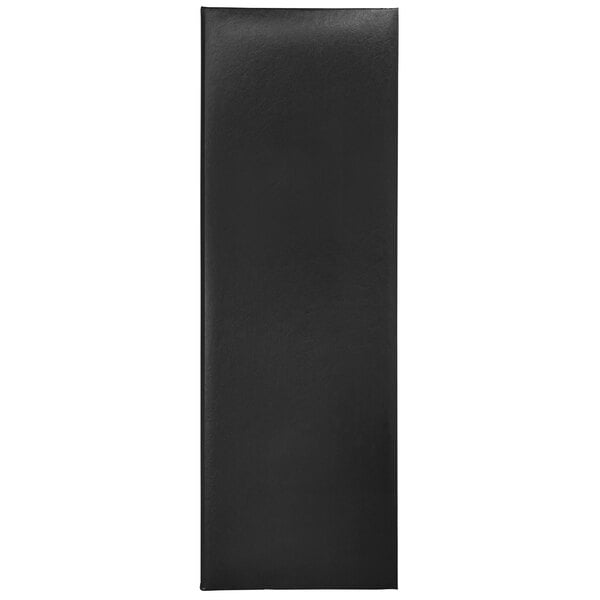 A black rectangular object with album style corners and a white background.