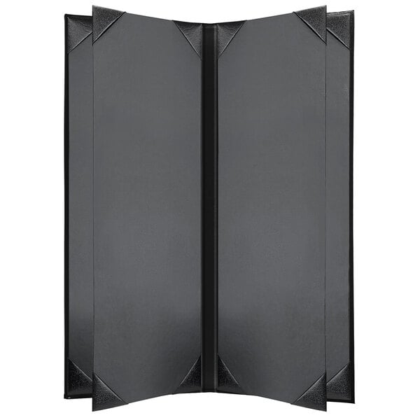 A black rectangular H. Risch, Inc. Oakmont menu cover with album style corners.