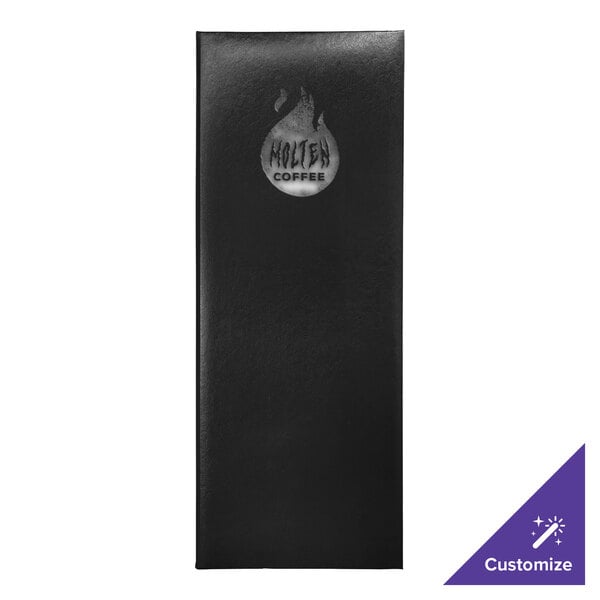 A black rectangular H. Risch, Inc. Oakmont menu cover with a logo on it.