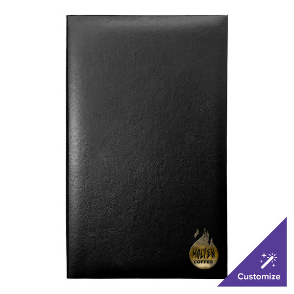 A black leather H. Risch, Inc. Oakmont menu cover with a gold logo.