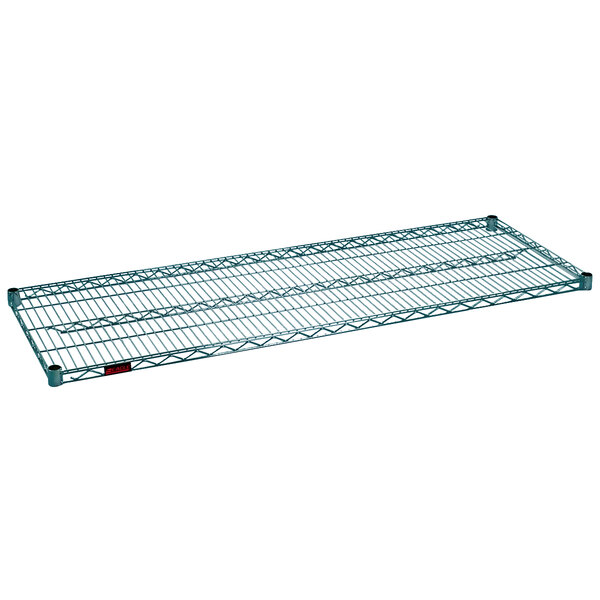 A close-up of an Eagle Group green wire shelf.