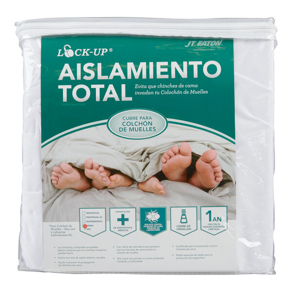 A packaged queen size bed bug proof box spring cover by JT Eaton.