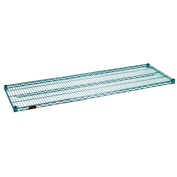 A close-up of a green Eagle Group wire shelf.