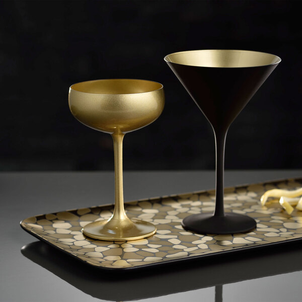 8-Ounce Metallic Gold Tone Martini Glasses, Golden Drinking Glass