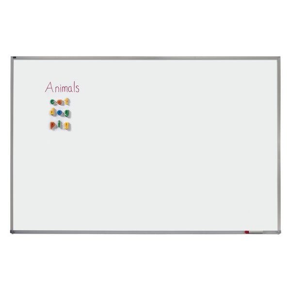 A Quartet Magnetic DuraMax Porcelain whiteboard with an aluminum frame.