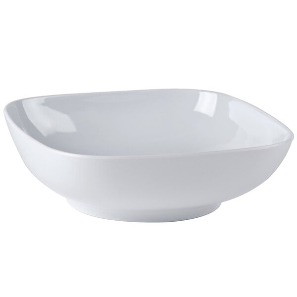 A white Thunder Group melamine bowl with round edges.