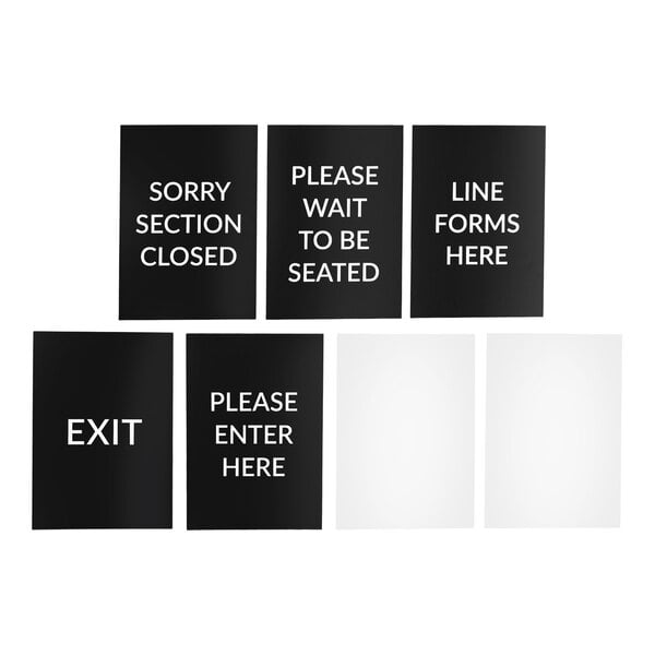 Lancaster Table & Seating Gold 8 1/2" x 12 1/2" Stanchion Sign Frame and Sign Set with Clear Covers