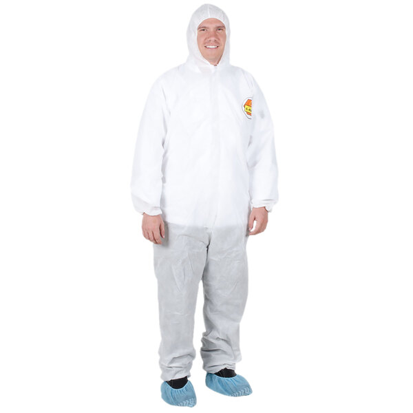 Premium White Disposable Polypropylene Coveralls with Hood 2XL