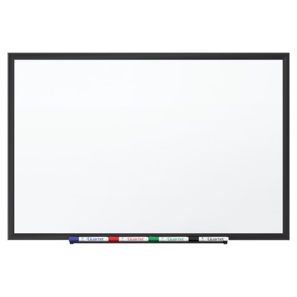 a white board with black border