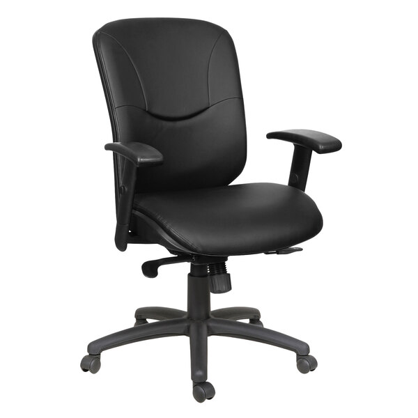 Alera ALEEN4219 Eon Series MidBack Black Leather SynchroSeat Office Chair