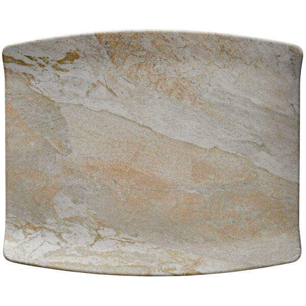 A rectangular melamine tray with a brown and tan stone pattern.
