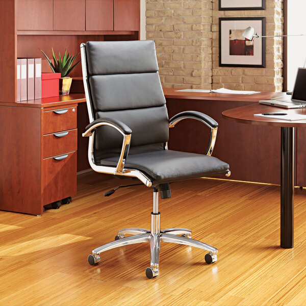 Alera Alenr4119 Neratoli Series High Back Black Leather Swivel Tilt Office Chair