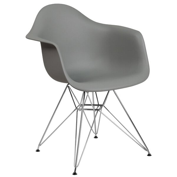 A gray plastic Flash Furniture Alonza chair with metal legs.