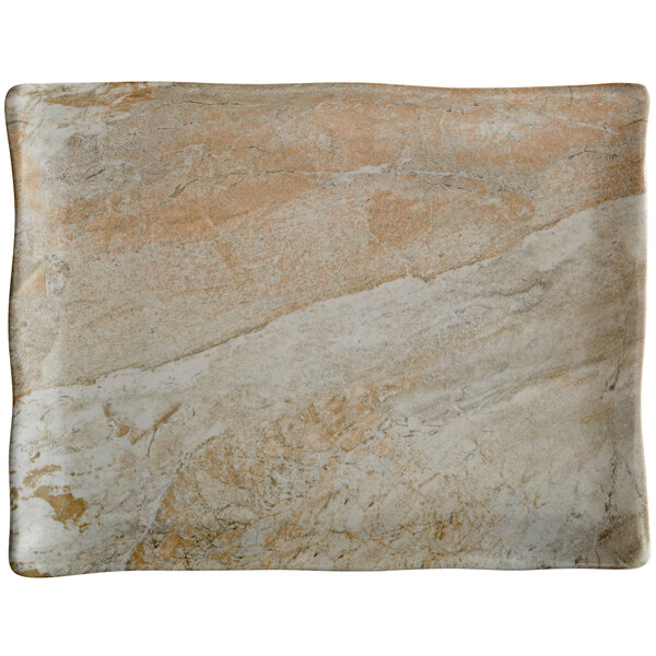 A rectangular Elite Global Solutions sandstone tray with a marble pattern.