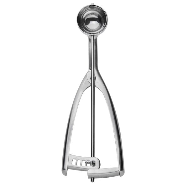 Vollrath 47370 Jacob's Pride #6 White Extended Length Squeeze Handle Disher  - 4.7 oz.