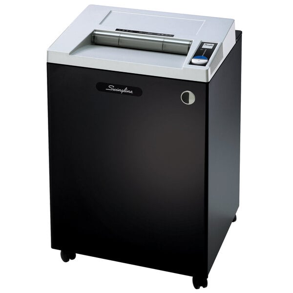 A black and silver Swingline CS25-44 paper shredder.