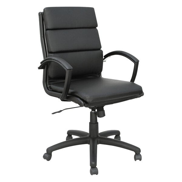 Alera ALENR42B19 Neratoli Series Mid-Back Black Leather Slim Profile Chair