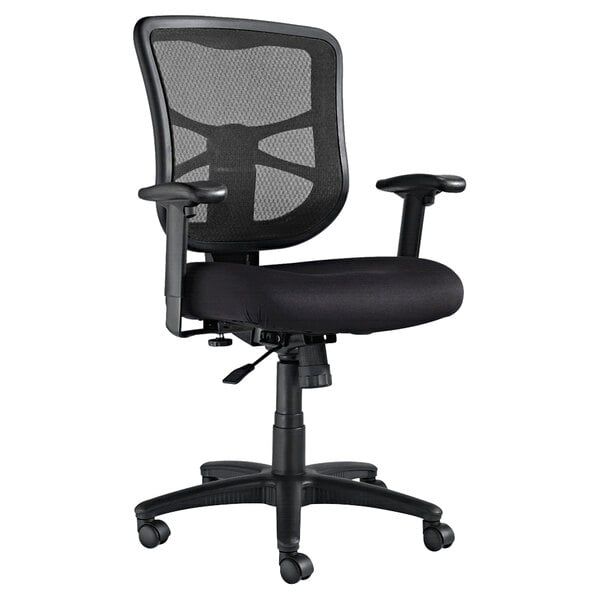 Alera ALEEL42BME10B Elusion Series Mid-Back Black Mesh Swivel / Tilt Chair Main Image 1