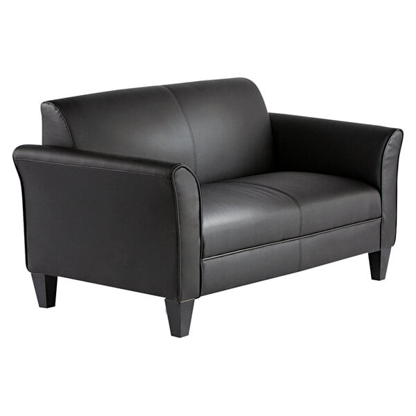 Alera ALERL22LS10B Reception Lounge Series Black Leather Loveseat With ...