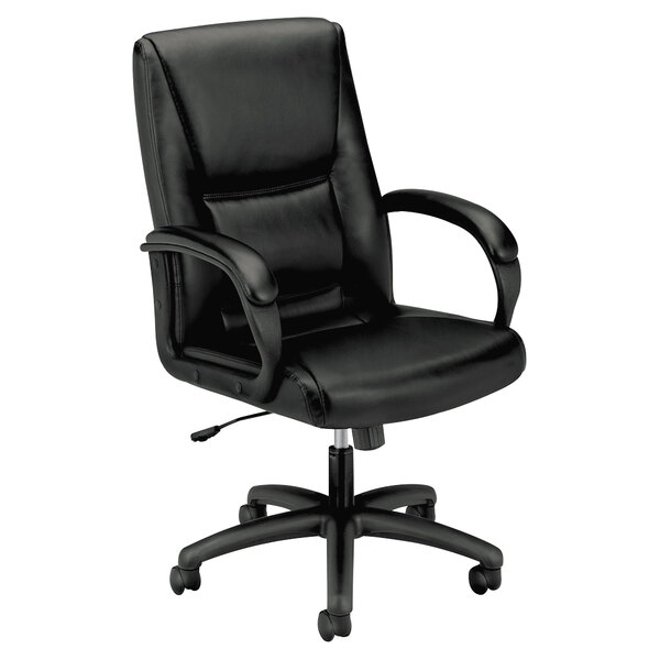 Hon Vl161sb11 Basyx Vl161 Series Mid Back Black Leather Executive Office Chair