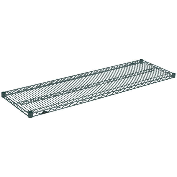 A Metro Super Erecta wire shelf with smoked glass on it.