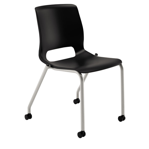 HON MG101ON Motivate Seating Onyx Plastic Stacking Armless Guest Chair