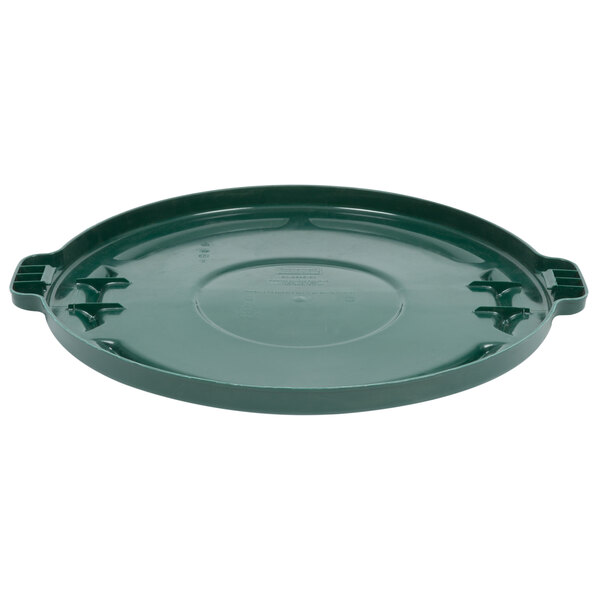 A green plastic Rubbermaid lid with handles.