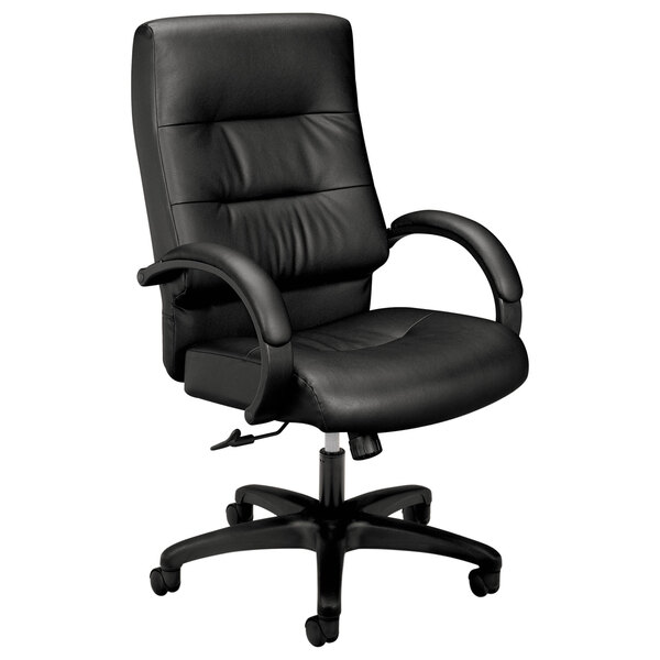 Basyx BSXVL171SB11 Executive Black Leather Mid-Back Chair for sale online 