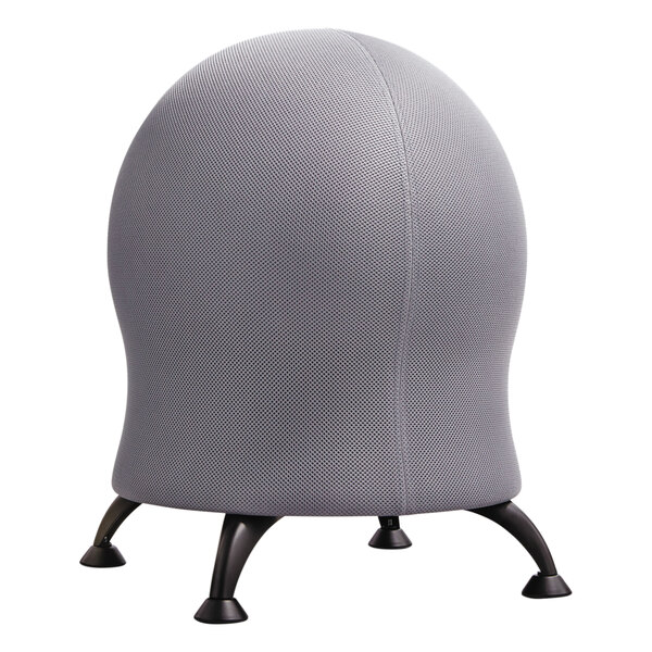 a grey ball shaped chair with legs