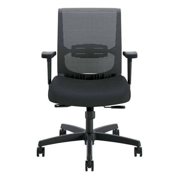 a black office chair with wheels