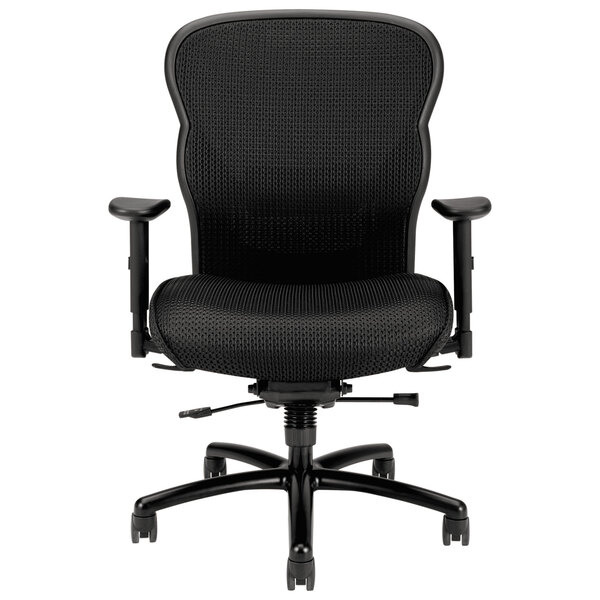 A black HON Wave big and tall office chair with arms.