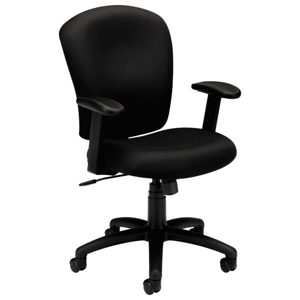 HON VL220VA10 Basyx VL220 Series Mid-Back Black Fabric Task Chair