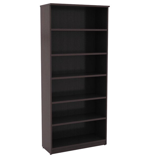 An espresso Alera Valencia bookcase with six shelves.