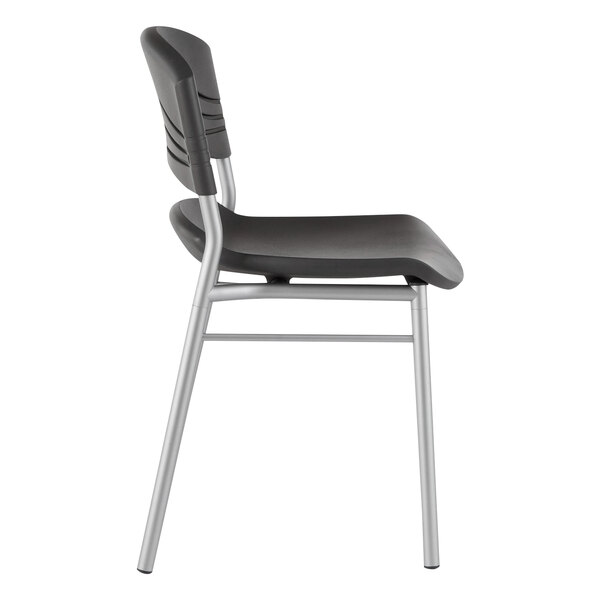 A black Iceberg CafeWorks chair with silver legs.