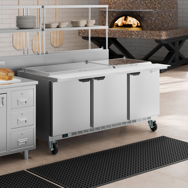 Beverage-Air SPE72HC-30M-CL Elite 72" 3 Door Mega Top Refrigerated Sandwich Prep Table