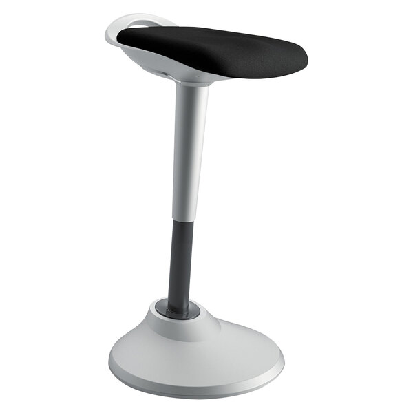 A black Hon Perch stool with a silver base.