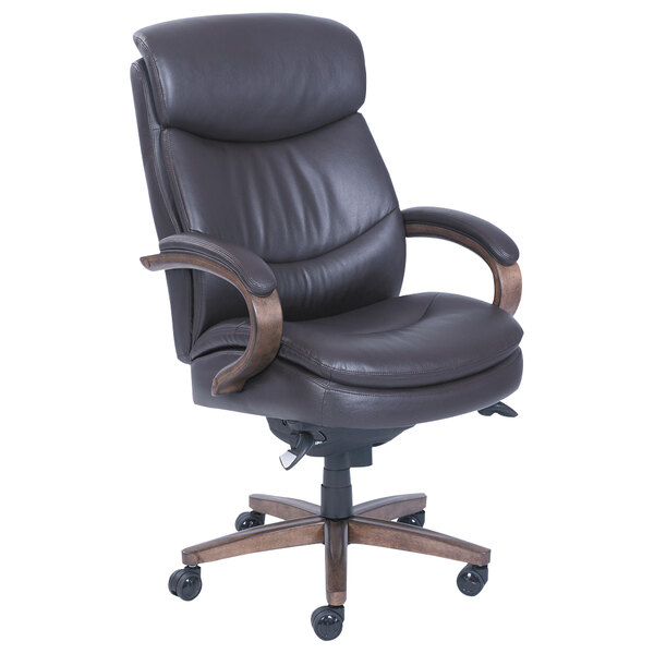 La Z Boy 48962b Woodbury High Back Brown Leather Executive Office Chair